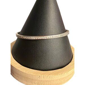 Vtg RD Sterling Silver 925 Bangle Bracelet Embedded Cubic Zirconia 7.25" Estate